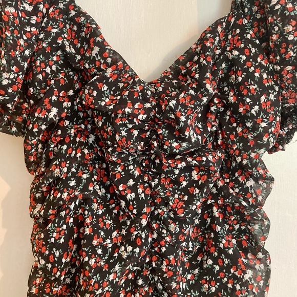 Black & Red Rose Floral Mini Dress - Picture 3 of 13